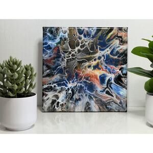 Amazing Resin Abstract Acrylic Art Original Painting 10" X 10" on Canvas